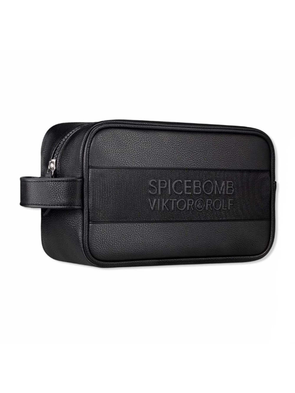 Viktor & Rolf Black Embossed SPICEBOMB Leather Toiletry Bag
